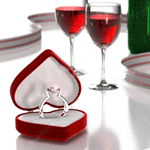 99px.ru аватар Кольцо в коробочке-сердечке и два бокала с красным вином - всё готово к предложению руки и сердца