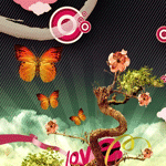 99px.ru аватар Слово Love / Любовь на дереве, вокруг летают бабочки