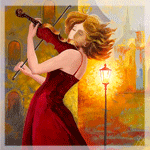 99px.ru аватар Девушка играет на скрипке на фоне городского пейзажа с фонарём
