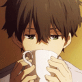 Аватар Oreki Houtarou / Хотаро Орэки из аниме Хоу-ка: Тебе не уйти / Hyouka с чашкой в руках