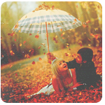 99px.ru аватар Парень и девушка лежат на опавших листьях под зонтом