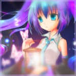 Аватар Vocaloid Hatsune Miku / Вкалоид Хатсуне Мику со светящимися песочными часами в руках и розовые бабочки