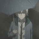 Аватар Akise Aru / Ару Акисэ из аниме ''Future Diary / Mirai Nikki / Дневник будущего'' с зонтом под дождем