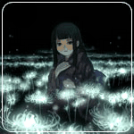Аватар Адская девочка Энма Ай / Enma Ai из аниме Jigoku Shoujo / Hell Girl ночью на поляне, среди волшебных цветов