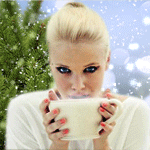 99px.ru аватар Девушка с чашкой горячего чая под падающим снегом