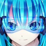 99px.ru аватар Вокалоид Мику Хатсуне / Miku Hatsune в очках с надписью 'final universal love'