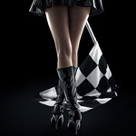 99px.ru аватар Девушка со стройными ножками и клетчатым флагом на черном фоне