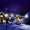 Аватар Небольшая деревушка, засыпанная снегом, между домов стоит наряженная новогодняя елка