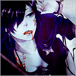 Аватар Стрелок с Чёрной Скалы / Black Rock Shooter из одноименного аниме слизывает кровь с лица (To kill / убить)