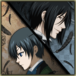 Аватар Сиэль Фантомхайв / Ciel Phantomhive и Себастьян Михаэлис / Sebastian Michaelis из аниме 'Темный дворецкий / Kuroshitsuji' на фоне черных перьев