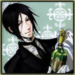 99px.ru аватар Себастьян Михаэлис / Sebastian Michaelis из аниме 'Темный дворецкий / Kuroshitsuji' держит в руках бутылку вина