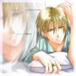 Аватар Задумчивый Юки Эйри / Yuki Eiri из аниме 'Притяжение / Gravitation' лежит на подушке
