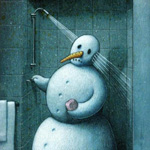99px.ru аватар Рисунок моющегося с мылом снеговика, которому струи воды насквозь пробивают голову