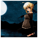 99px.ru аватар Сэйбер / Saber из аниме 'Судьба: Ночь Схватки / Fate Stay Night' ночью при свете луны