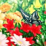 99px.ru аватар Кадр с бабочкой на цветах из аниме Кровь-С / Blood-C