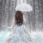 99px.ru аватар Девушка в пышном платье с винтажным зонтиком в зимнем лесу в снегопад