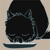 99px.ru аватар Чёрный кот Momo / Момо пьет из блюдца и облизывается, by Not-Quite-Normal