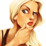 99px.ru аватар Блондинка приподняла бровь и держит себя за подбородок, art by vixie87