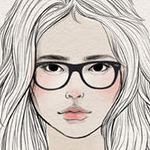 99px.ru аватар Беловолосая девушка в очках, art by jopet