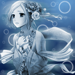 Аватар Девушка с цветами в волосах стоит на ветру с прижатыми к груди руками