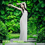 Аватар Девушка в белом платье стоит среди зеленой листвы (Feel green / Почувствуй зелень)