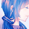 Аватар Грустная вокалоид Хатсуне Мику / vocaloid Hatsune Miku с закрытым глазом в фиолетовых тонах