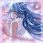 99px.ru аватар Вокалоид Мику Хатсуне / Vocaloid Miku Hatsune улыбается и держит в руке розовую ленту