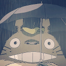 99px.ru аватар Тоторо / Totoro из аниме ''My Neighbor Totoro / Tonari no Totoro / Мой сосед Тоторо'' с зонтом под дождем