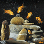 99px.ru аватар Золотые рыбки в воде среди полосатых камней