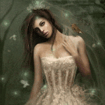 99px.ru аватар Невеста стоит посреди леса с птицей на плече, вокруг летают светлячки