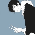 Аватар Изая Орихара / Izaya Orihara из аниме 'Durarara'/ Дюрарара / Всадник без головы показывает два пальца
