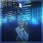 99px.ru аватар Томоэ / Tomoe держит на руках Нанами Момодзоно / Nanami Momozono на фоне ночного города из аниме 'Очень приятно, Бог / Kami-sama Hajimemashita'