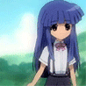Аватар Фурудэ Рика / Furude Rika из аниме Когда плачут цикады / Higurashi no Naku Koro ni показывает V пальцами