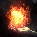 Медленно сгорая. Огонь на ладони. Огонь в руке. Огненный шар в руке. Магия огонь в руках.