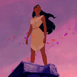 99px.ru аватар Pocahontas / Покахонтас стоит на скале под лепестками, мультфильм Pocahontas / Покахонтас