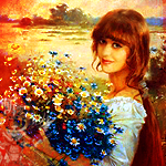 99px.ru аватар Девушка с букетом цветов