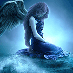 99px.ru аватар Ангел с черными крыльями сидит на земле, грустно склонив голову