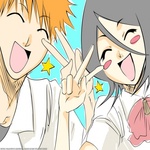 99px.ru аватар Куросаки Ичиго / Kurosaki Ichigo и Кучики Рукия / Rukia Kuchiki из аниме Блич / Bleach улыбаются