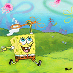 Аватар SpongeBob / Спанч Боб бежит с сачком и ловит розовую медузу из мультфильма SpongeBob SquarePants / Губка Боб Квадратные Штаны