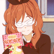 Аватар Asako Natsume / Асако Нацуме из аниме Tonari no Kaibutsu-kun / Монстр за соседней партой в маске и с книгой в руках