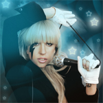 Аватар Леди Гага / Lady Gaga с микрофоном в руке и черной молнией на щеке