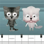 99px.ru аватар Два котика - серый и белый - прыгают по клавишам пианино