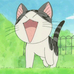 99px.ru аватар Кошечка Чии / Chi из аниме Милый дом Чии / Chis Sweet Home идет по травке и улыбается