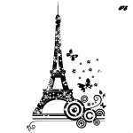 Аватар Силуэт Эйфелевой башни / la tour Eiffel, возле которой порхают две бабочки