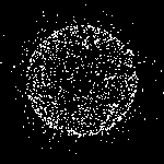 99px.ru аватар Белый шар из разлетающихся точек на черном фоне