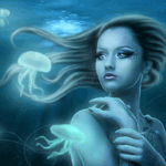 Аватар Девушка под водой, вокруг плавают медузы, арт художницы Ana Cruz