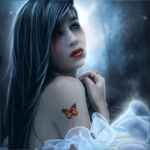 99px.ru аватар Девушка - брюнетка с бабочкой на плече, художник Анна Фагарацци / Ana Fagarazzi