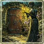 Аватар Статуя девушки со светящимся фонариком в руках рядом с деревянной дверью особняка, из игры За семью печатями: Возвращение в Равенхарст / Mystery Case Files: Return to Ravenhearst