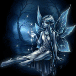 99px.ru аватар Девушка-эльф с крыльями за спиной ночью сидит у озера с деревом
