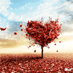 99px.ru аватар Дерево с кроной в форме сердца с красной листвой на фоне голубого неба